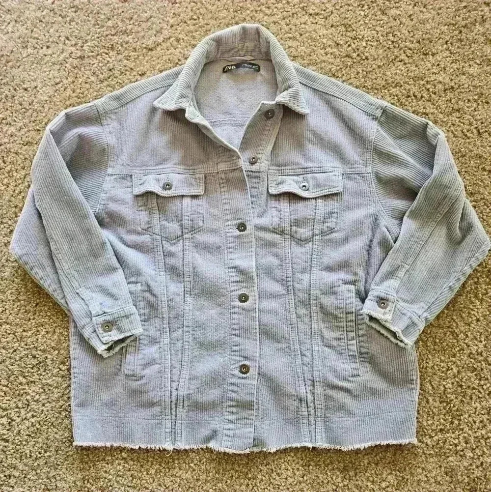 ZARA Light Blue Corduroy Shacket, Size X - Small
